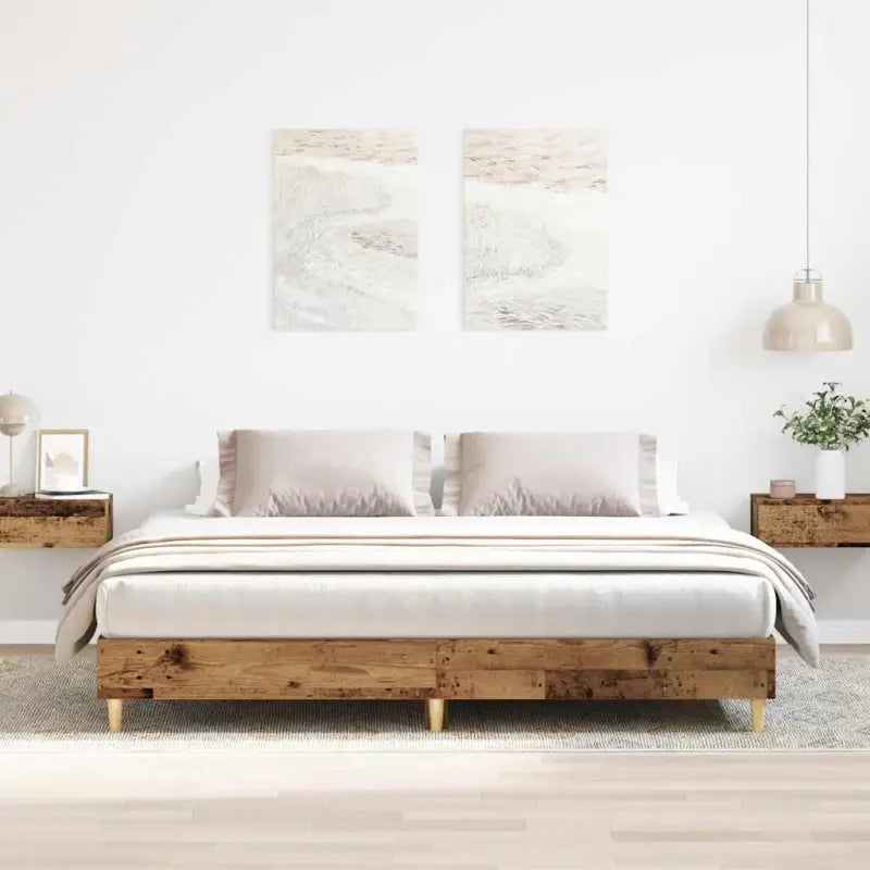 Duurzaam bedframe met multiplex lattenbodem voor een goede nachtrust - Oud hout / 180 x 200 cm - Bedden & bedframes