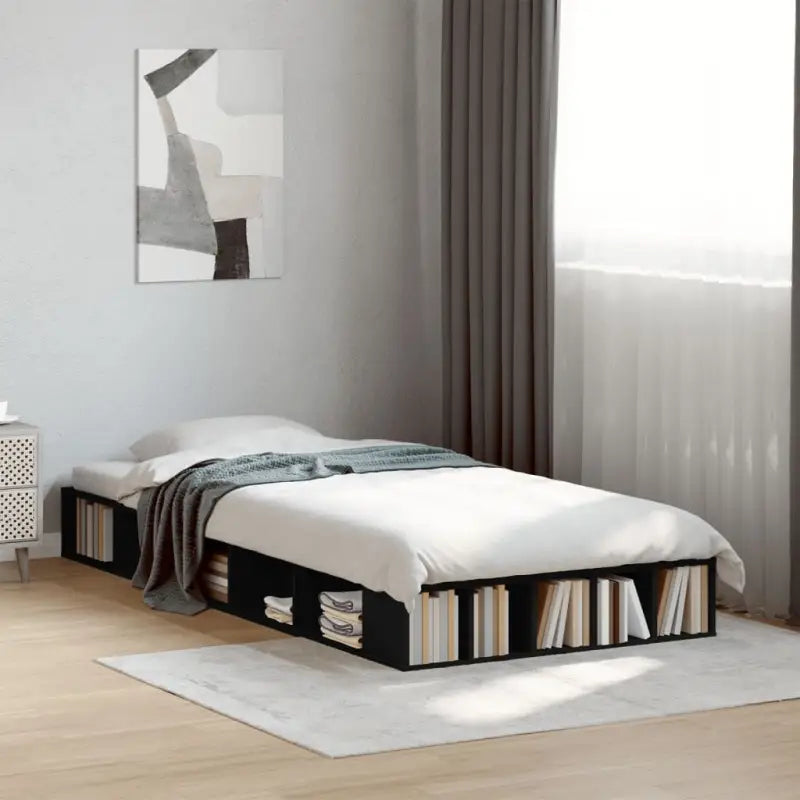 Duurzaam bedframe van bewerkt hout voor een comfortabele slaapkamer - Zwart / 75 x 190 cm - Bedden & bedframes