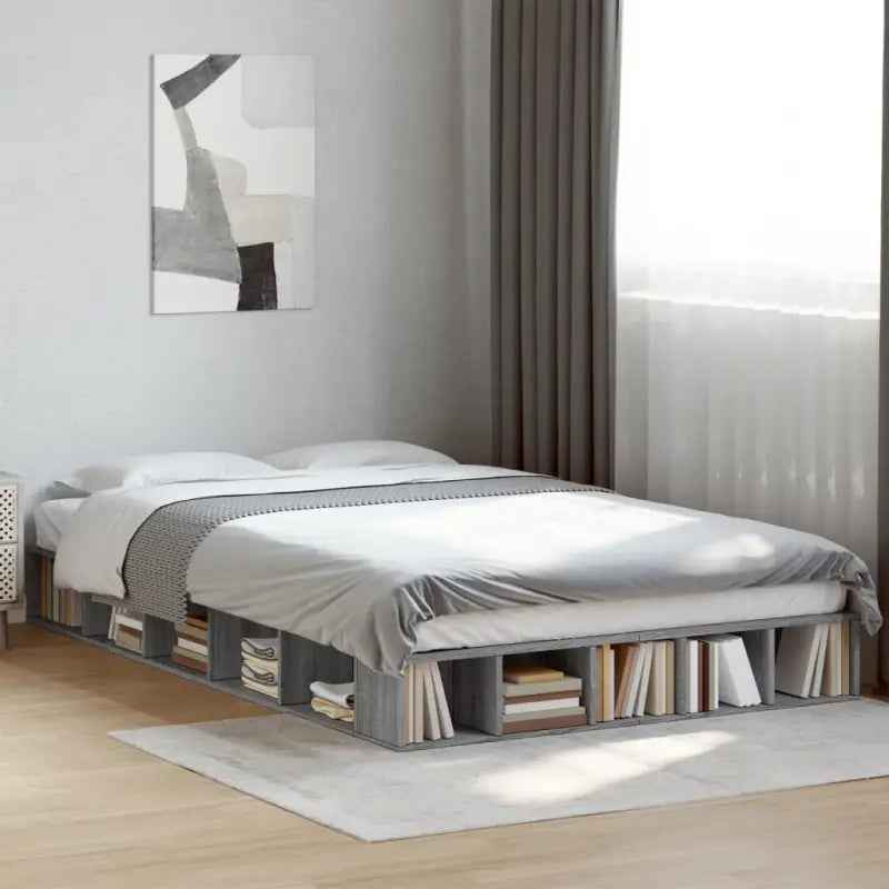 Duurzaam bedframe van bewerkt hout voor een comfortabele slaapkamer - Grijs sonoma / 120 x 200 cm - Bedden & bedframes