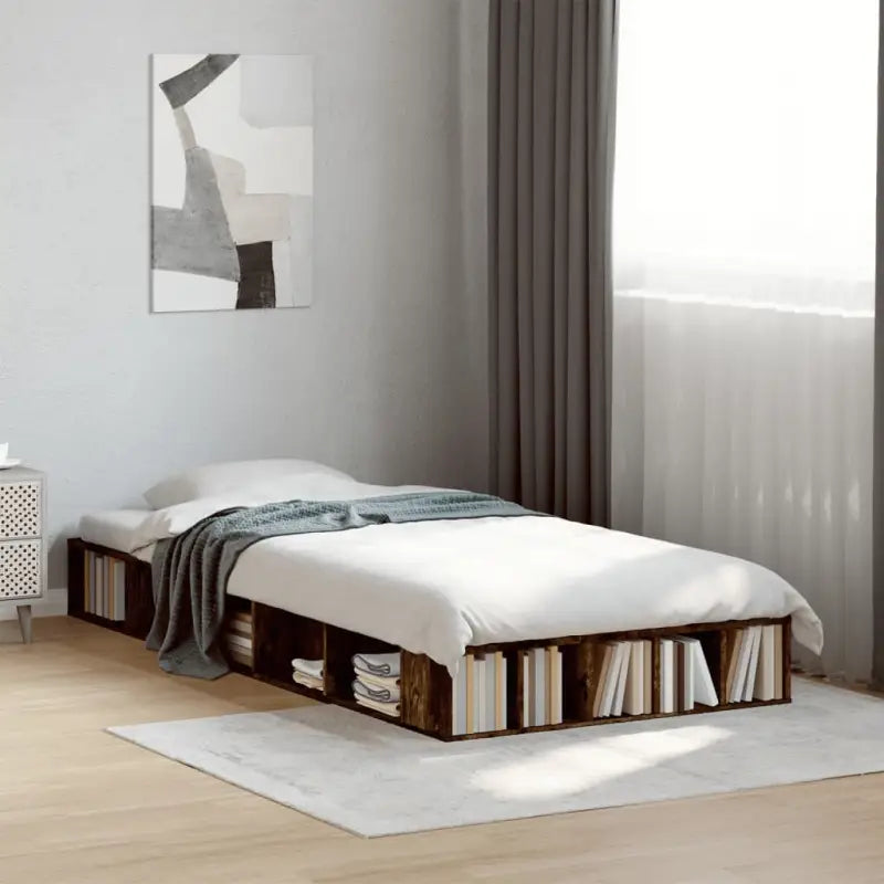 Duurzaam bedframe van bewerkt hout voor een comfortabele slaapkamer - Gerookt eiken / 90 x 190 cm - Bedden & bedframes