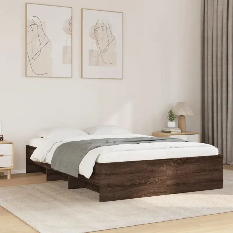 Duurzaam bedframe van bewerkt hout voor een goede nachtrust - bruin eikenkleur / 120 x 200 cm - Bedden & bedframes