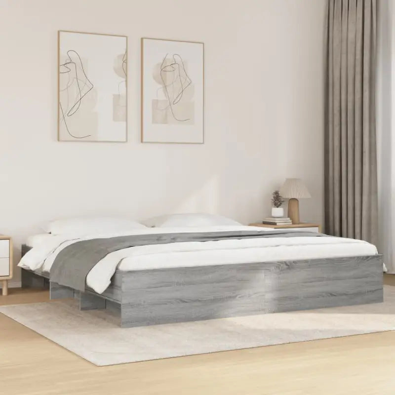 Duurzaam bedframe van bewerkt hout voor een goede nachtrust - Grijs sonoma / 200 x 200 cm - Bedden & bedframes