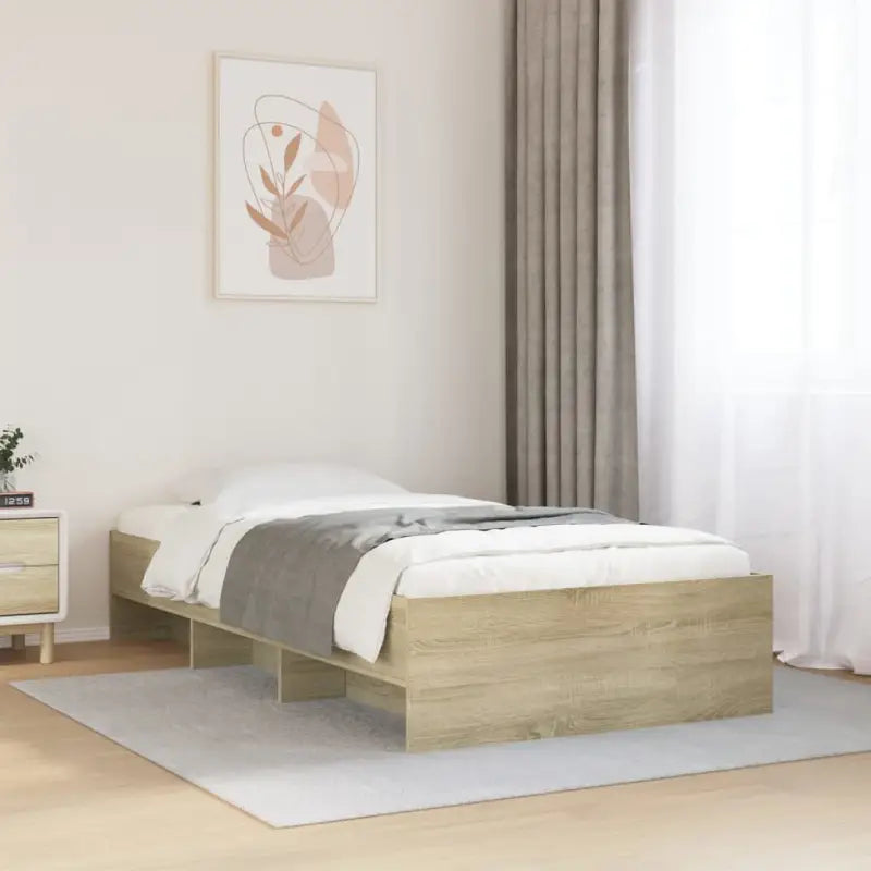 Duurzaam bedframe van bewerkt hout voor een goede nachtrust - Sonoma eiken / 100 x 200 cm - Bedden & bedframes