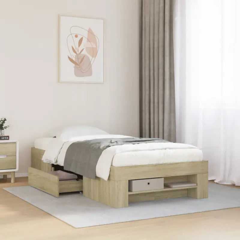 Duurzaam bedframe van bewerkt hout voor een goede nachtrust - Sonoma eiken / 90 x 190 cm - Bedden & bedframes
