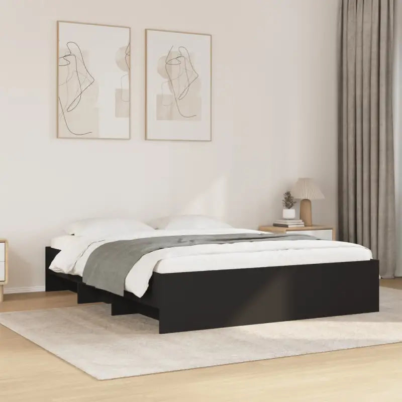 Duurzaam bedframe van bewerkt hout voor een goede nachtrust - Zwart / 150 x 200 cm - Bedden & bedframes