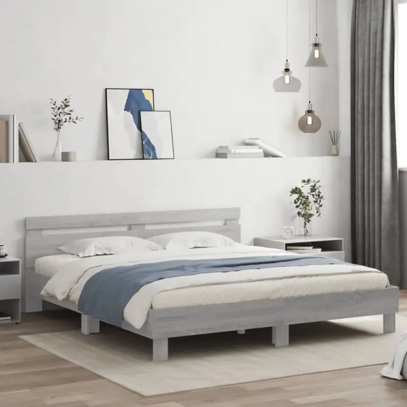 Duurzaam houten bedframe voor een goede nachtrust - Grijs sonoma / 160 x 200 cm - Bedden & bedframes