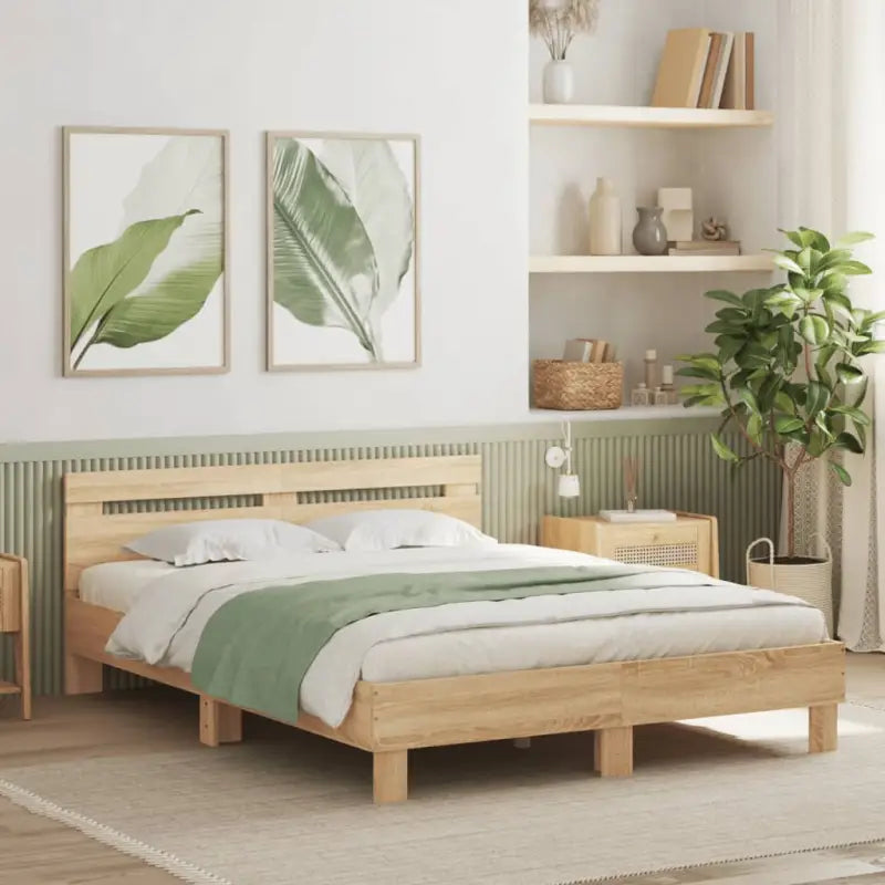 Duurzaam houten bedframe voor een goede nachtrust - Sonoma eiken / 150 x 200 cm - Bedden & bedframes