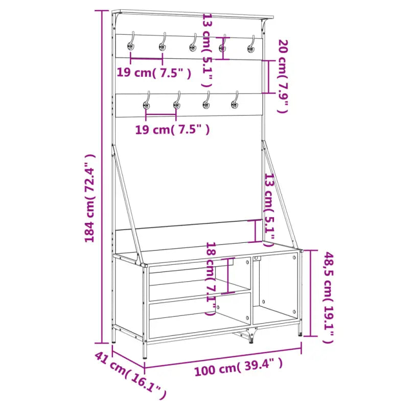Duurzaam Houten Kledingrek voor Ruimte en Stevigheid - Gerookt eiken / 1 - Kledingrekken & kastinrichting
