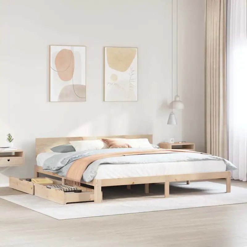 Duurzaam massief grenenhout bedframe voor een goede nachtrust - Naturel / 200 x 200 cm - Bedden & bedframes