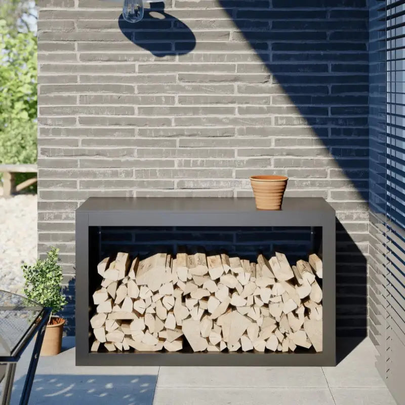 Duurzaam Stalen Brandhoutrek voor Nette Opslag - Staal/Antracietkleurig / 100 x 40 x 60 cm - Brandhoutrekken
