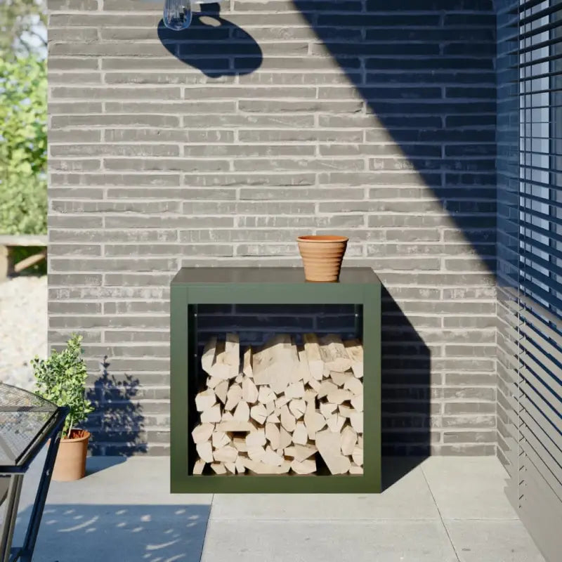 Duurzaam Stalen Brandhoutrek voor Nette Opslag - Staal/Groen / 60 x 40 x 60 cm - Brandhoutrekken