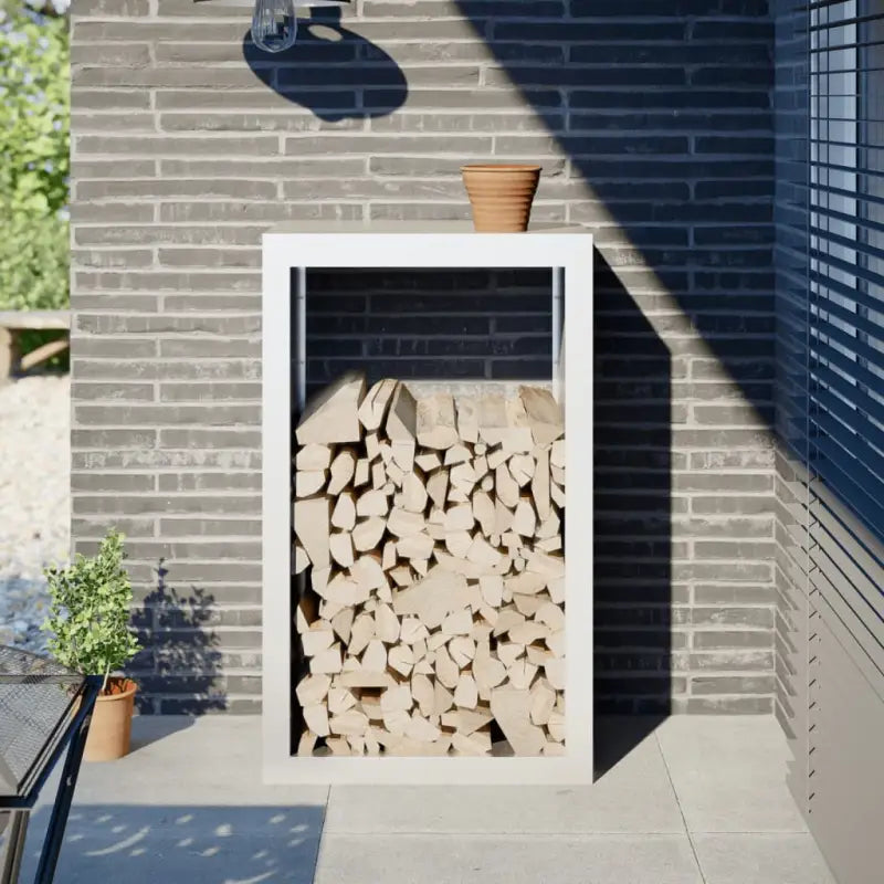 Duurzaam Stalen Brandhoutrek voor Nette Opslag - Staal/Wit / 60 x 40 x 100 cm - Brandhoutrekken