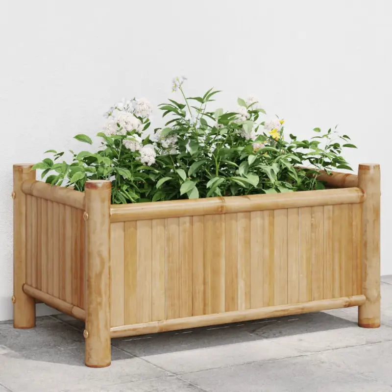 Duurzame bamboe plantenbak voor tuin balkon en terras - 50 x 30 x 25 cm / 1 - Bloempotten & plantenbakken