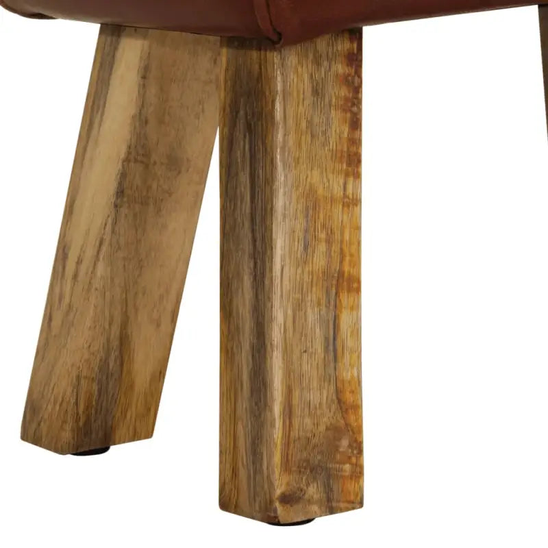 Echt leren eetbank met vintage uitstraling en massief mangohout - Keuken- & eettafelbanken