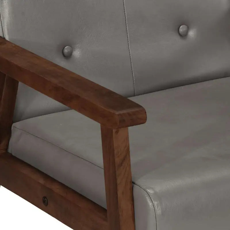 Echt leren fauteuil met knoopversiering voor een luxe uitstraling - Grijs / 1 / Ja - Fauteuils & Relaxfauteuils