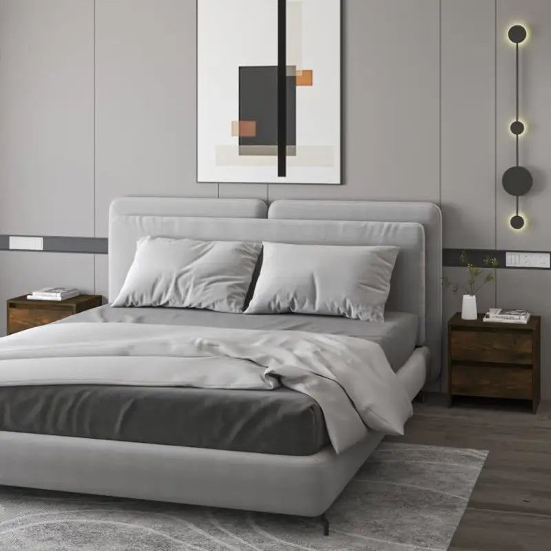 Eenvoudige nachtkastjes van bewerkt hout met tijdloos ontwerp - Gerookt eiken / 2 - Nachtkastjes