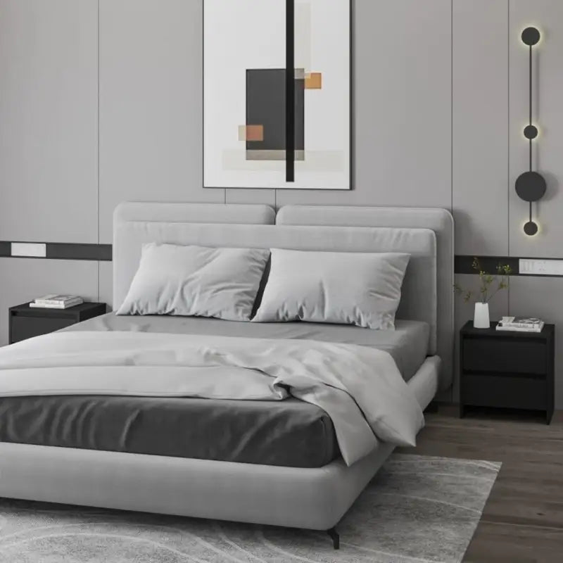 Eenvoudige nachtkastjes van bewerkt hout met tijdloos ontwerp - Zwart / 2 - Nachtkastjes