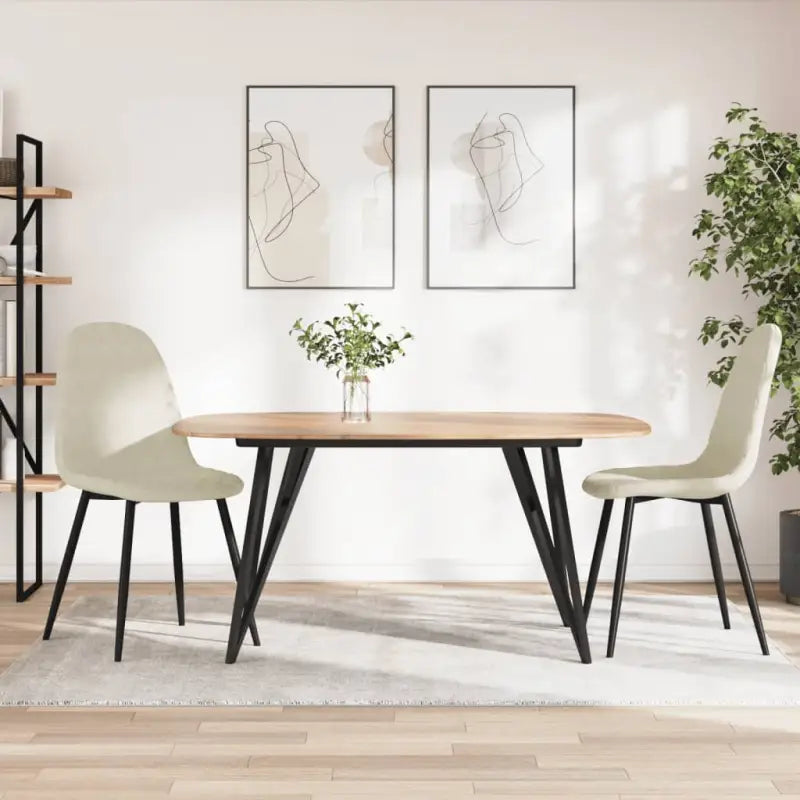 Eetkamerstoelen met een minimalistische en elegante uitstraling - Crème / 2 - Eetkamerstoelen