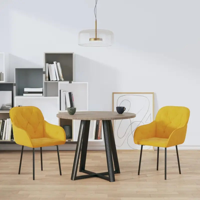 Eetkamerstoelen met hoogte armleuning en elegant fluweel design - Geel / 2 - Eetkamerstoelen