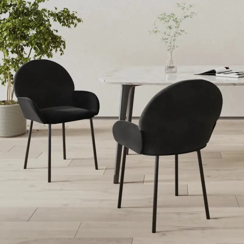 Eetkamerstoelen met hoogte armleuning en luxe fluweel design - Zwart / 2 - Eetkamerstoelen