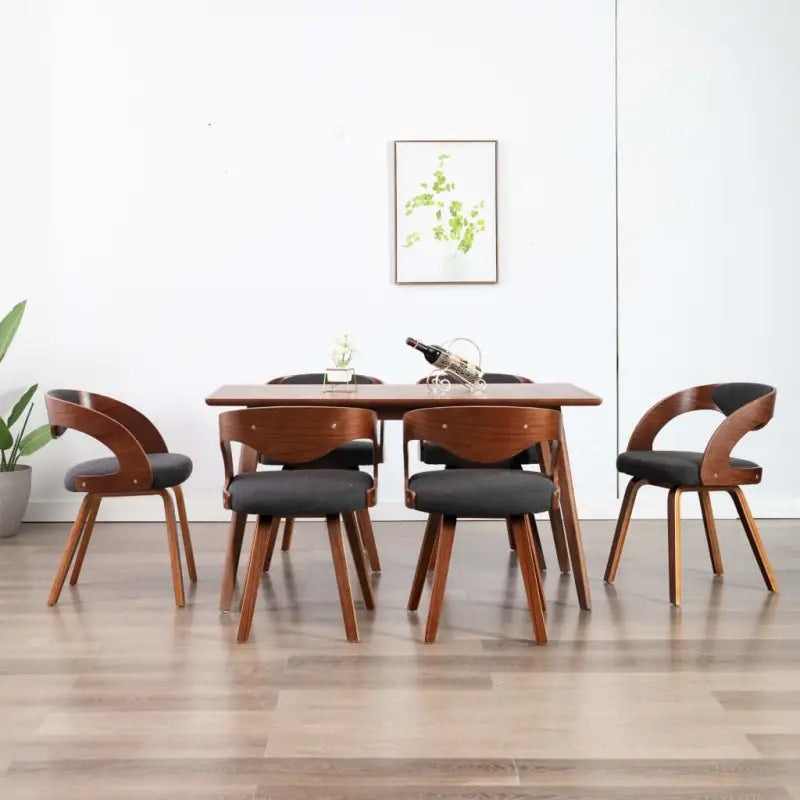 Eetkamerstoelen met houten frame levering bevat elegant en modern ontwerp - Grijs en donkerbruin / 6 - Eetkamerstoelen