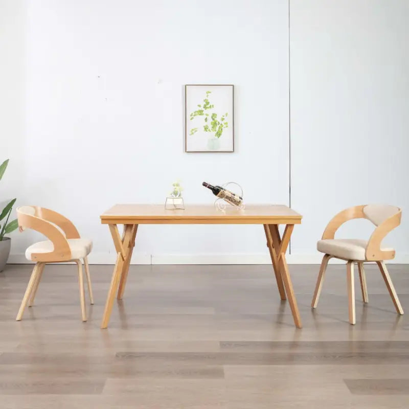 Eetkamerstoelen met houten frame levering bevat elegant en modern ontwerp - Crème en lichtbruin / 2 - Eetkamerstoelen