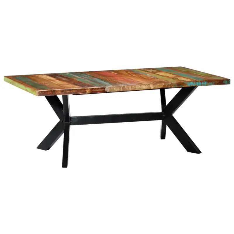 Eettafel met massief mangohout en stalen poten in moderne stijl - Multikleur / 200 x 100 x 75 cm / 1 - Eettafels