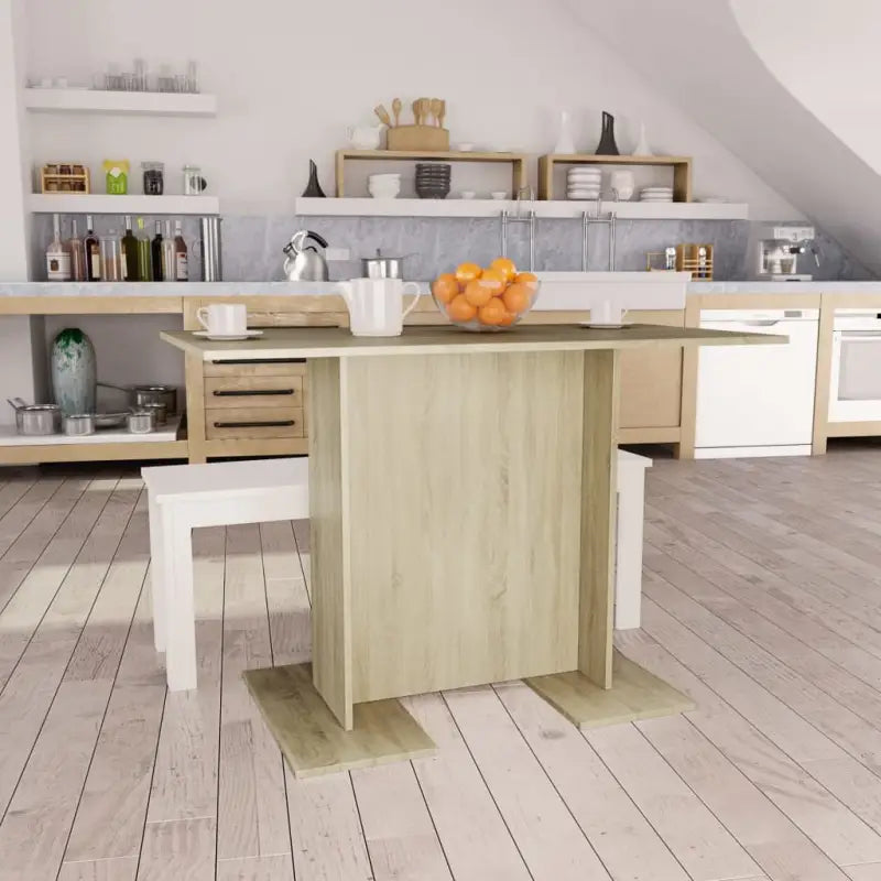 Eettafel van bewerkt hout met frisse minimalistische uitstraling - Sonoma eiken / 1 - Eettafels