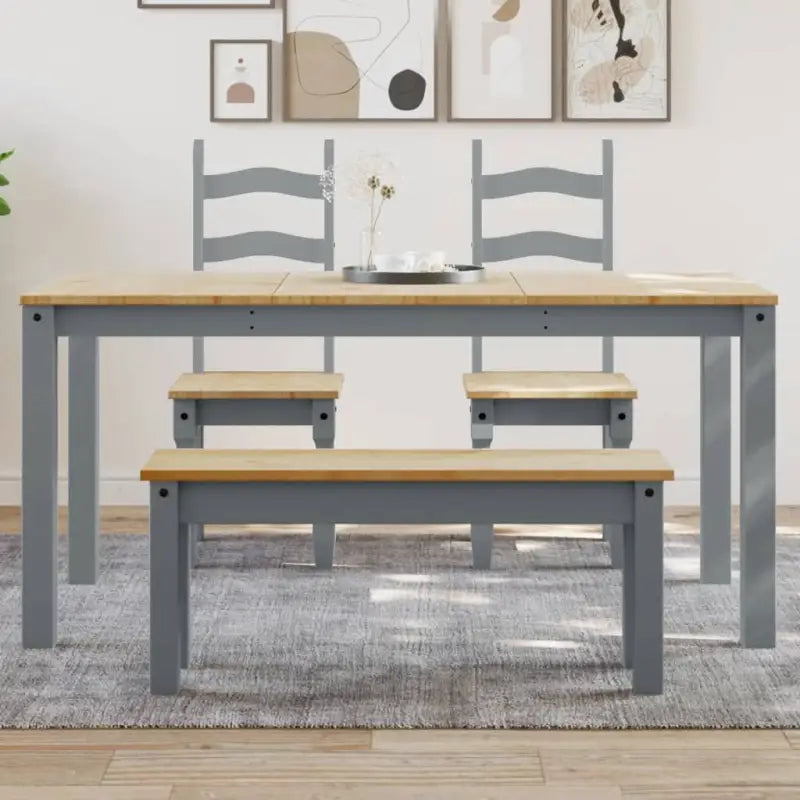 Eettafel van massief grenenhout eenvoudig schoon en minimalistisch - 1 / Grijs / 160 cm - Eettafels