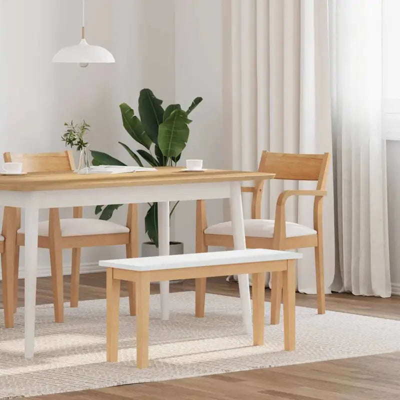 Eettafelbank met houten poten voor een comfortabele zitervaring - wit en naturel - Keuken- & eettafelbanken