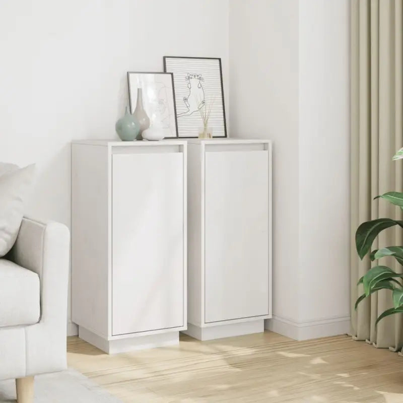 Elegant dressoir van massief grenenhout met klassieke uitstraling - Wit / 2 - Dressoirs & buffetkasten