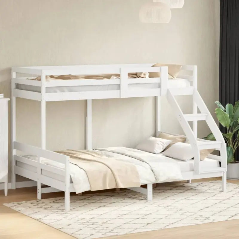 Elegant metalen stapelbed van massief grenenhout voor kleine kamers - Wit / 1 - Bedden & bedframes