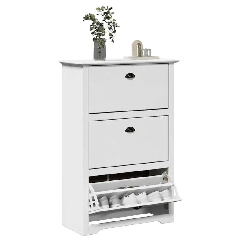 Elegant schoenenrek van massief grenenhout voor een opgeruimde ingang - Wit / 1 - Schoenenrekken