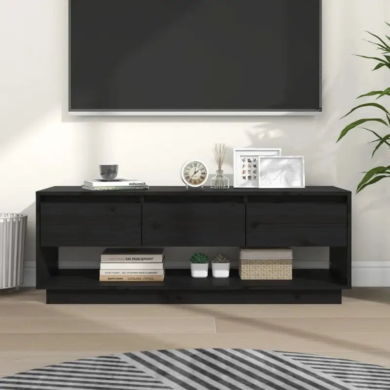 Elegant TV-Meubel van Massief Grenenhout met Strakke Lijnen - Zwart / 1 - Tv-meubels