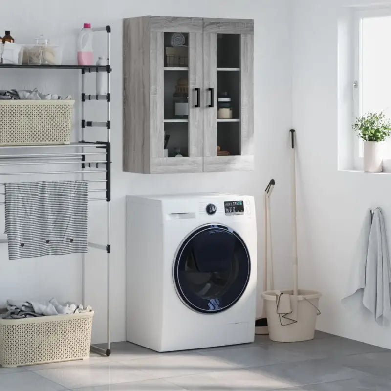 Elegant wandkast van bewerkt hout voor een tijdloze interieur uitstraling - Grijs sonoma / 1 - Dressoirs & buffetkasten