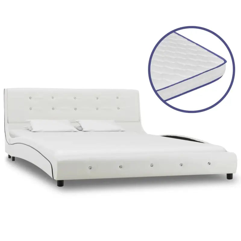 Elegante bedframe met stalen poten en polyester buitenlaag - Wit / 140 x 200 cm - Bedden & bedframes