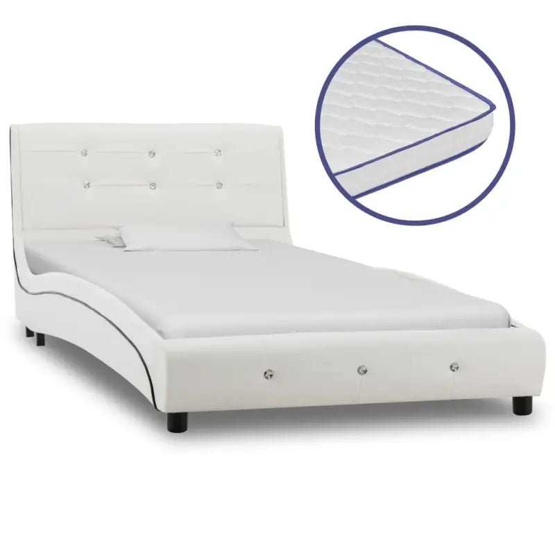 Elegante bedframe met stalen poten en polyester buitenlaag - Wit / 90 x 200 cm - Bedden & bedframes