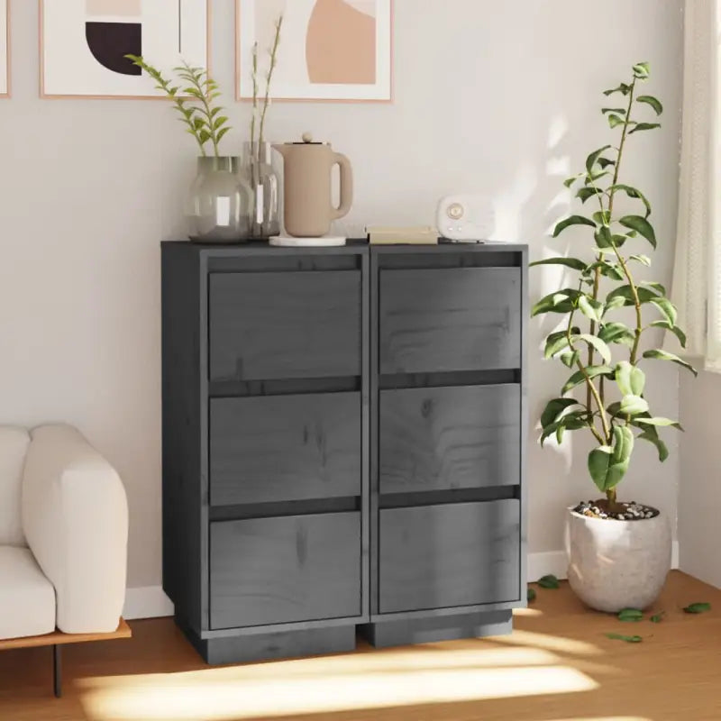 Elegante dressoirs van massief grenenhout voor klassiek interieur - Grijs / 2 - Dressoirs & buffetkasten