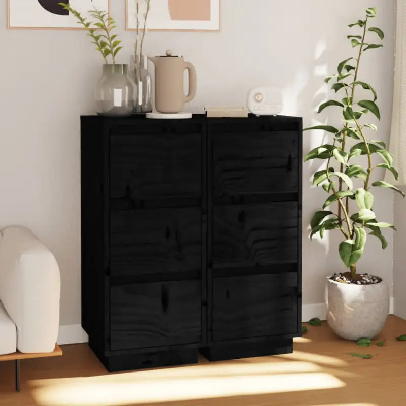 Elegante dressoirs van massief grenenhout voor klassiek interieur - Zwart / 2 - Dressoirs & buffetkasten