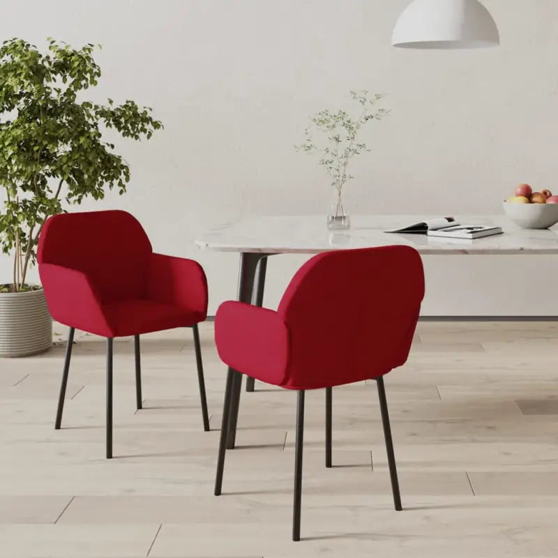Elegante eetkamerstoelen met luxe fluweel voor comfort en stijl - Wijnrood / 2 - Eetkamerstoelen