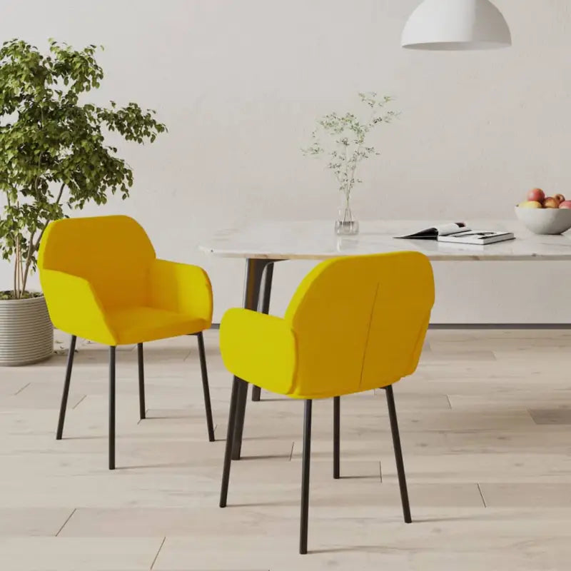Elegante eetkamerstoelen met luxe fluweel voor comfort en stijl - Geel / 2 - Eetkamerstoelen