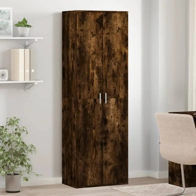 Elegante hoge kast van bewerkt hout die gemakkelijk schoon te maken - Gerookt eiken / 1 - Opbergkasten & lockerkasten