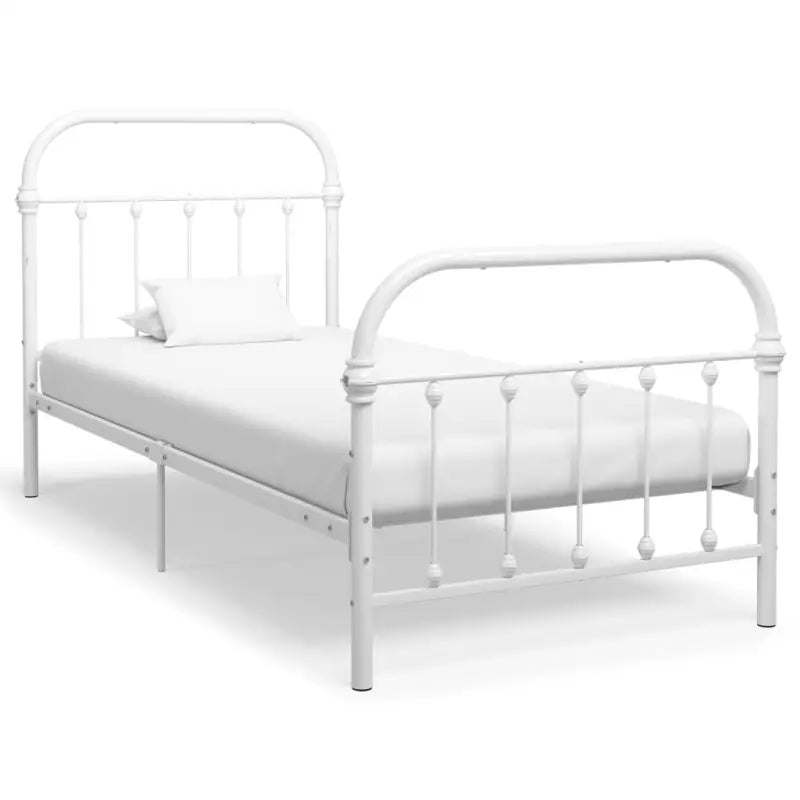 Elegante metalen bedframe met stevige constructie en comfortabel lattenbodem - Wit / 100 x 200 cm - Bedden & bedframes