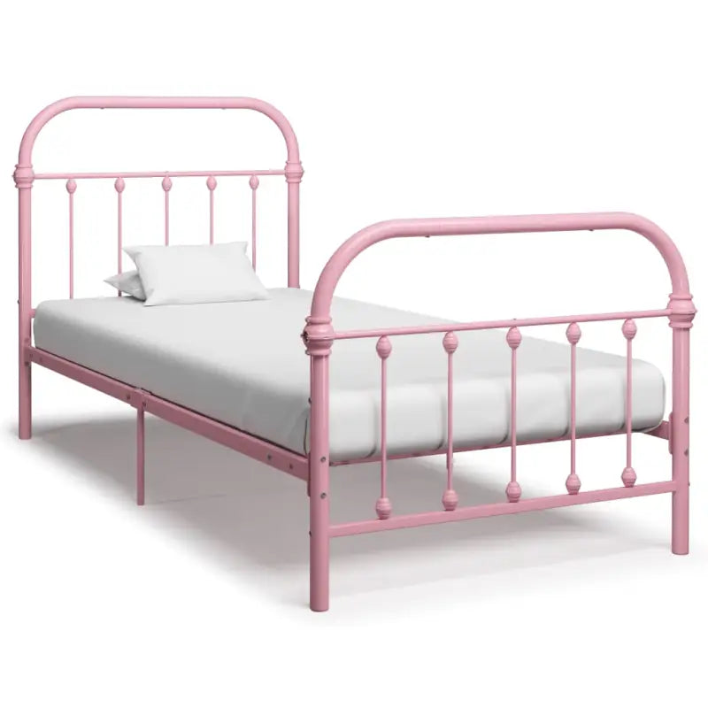 Elegante metalen bedframe met stevige constructie en comfortabel lattenbodem - Roze / 90 x 200 cm - Bedden & bedframes