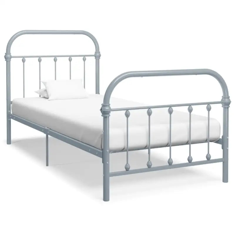 Elegante metalen bedframe met stevige constructie en comfortabel lattenbodem - Grijs / 90 x 200 cm - Bedden & bedframes