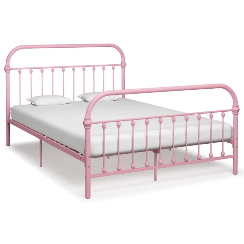 Elegante metalen bedframe met stevige constructie en comfortabel lattenbodem - Roze / 160 x 200 cm - Bedden & bedframes