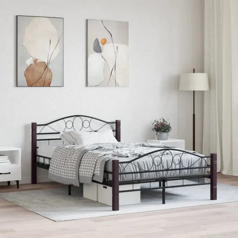 Elegante metalen bedframe met stevige ondersteuning - Zwart / 120 x 200 cm - Bedden & bedframes
