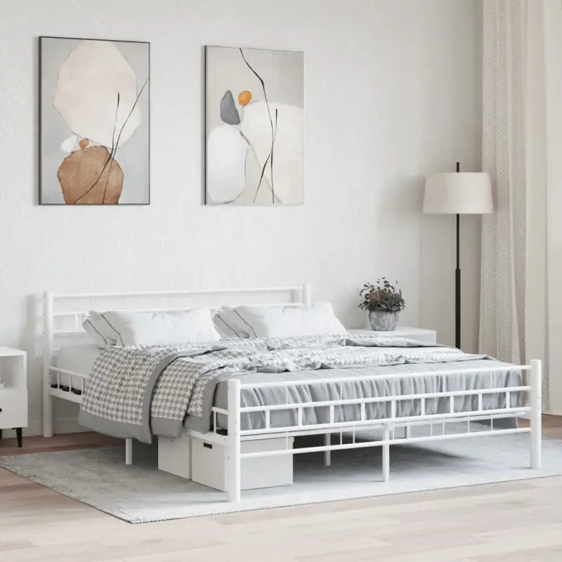 Elegante metalen bedframe met stevige staalconstructie - Wit / 160 x 200 cm - Bedden & bedframes