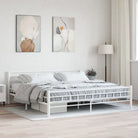 Elegante metalen bedframe met stevige staalconstructie - Wit / 200 x 200 cm - Bedden & bedframes