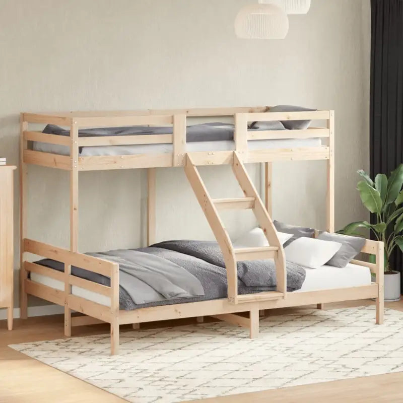 Elegante metalen Stapelbed van Massief Grenenhout voor Kleine Kamers - Naturel / 1 - Bedden & bedframes